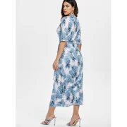 Pineapple Print Half Sleeve Longline Dress - Fansmadedirect