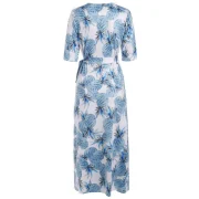 Pineapple Print Half Sleeve Longline Dress - Fansmadedirect