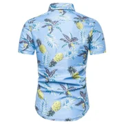Pineapple Printed Leisure Short Sleeves Shirt - Day Sky Blue Fansmadedirect