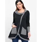 Pinstriped Patchwork Pockets Design Tee - Black Fansmadedirect