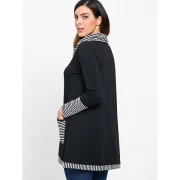 Pinstriped Patchwork Pockets Design Tee - Black Fansmadedirect