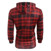 Plaid Christmas Deer Printed Casual Hoodie - Cherry Red Fansmadedirect