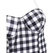 Plaid Halter Padded Swimsuit - Black Fansmadedirect