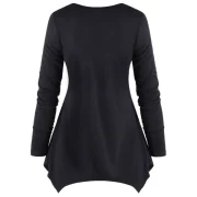 Plaid Panel weetheart Long leeve T-shirt - Red Wine Fansmadedirect