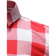 Plaid Print Button Down Short Sleeves Shirt - Red Fansmadedirect