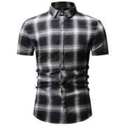 Plaid Printed Short Sleeves Shirt - White Fansmadedirect
