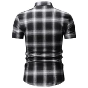 Plaid Printed Short Sleeves Shirt - White Fansmadedirect