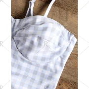 Plaid Underwire Bustier Bikini Set - Jacinth Fansmadedirect