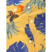 Plant Print Design Short Sleeves Shirt - Yellow Fansmadedirect