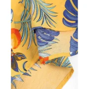 Plant Print Design Short Sleeves Shirt - Yellow Fansmadedirect