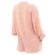 Pleated Buttons Long Sleeve Blouse - Light Pink Fansmadedirect