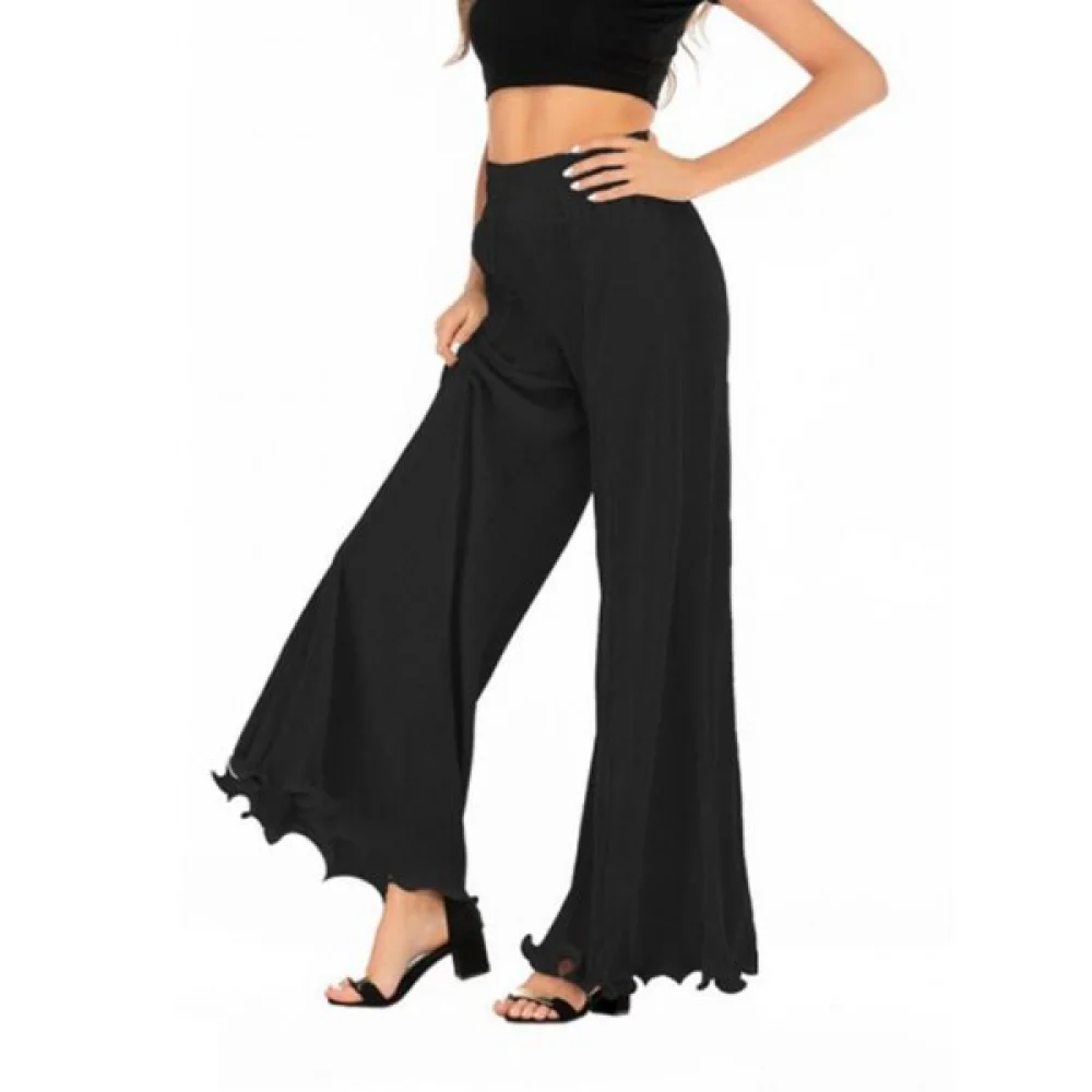 Pleated High Waisted Loose Pants - Black Fansmadedirect