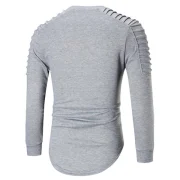 Pleated Raglan Sleeve Pullover Sweatshirt - Light Gray Fansmadedirect