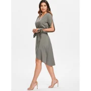 plit leeve V Neck Dress - Granite Fansmadedirect