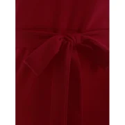 Plunge Mermaid Dress with Belt - Red Fansmadedirect