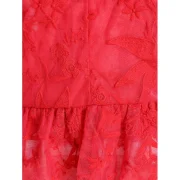 Plunging Neckline Bell Sleeve Peplum Blouse - Red Fansmadedirect