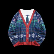 Plus Size Christmas 3D Printed Pullover T-shirt - Deep Blue Fansmadedirect