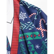 Plus Size Christmas 3D Printed Pullover T-shirt - Deep Blue Fansmadedirect