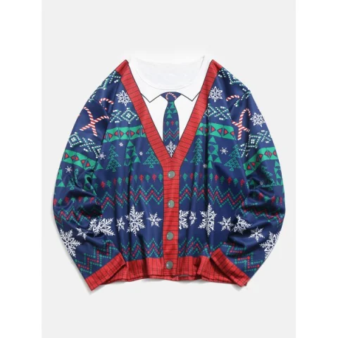 Plus Size Christmas 3D Printed Pullover T-shirt - Deep Blue Fansmadedirect