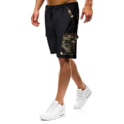 Pocket Decoration Camouflage Cargo Shorts - Black Fansmadedirect