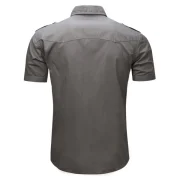 Pocket Decoration Short Sleeves Cargo Shirt - Battleship Gray Fansmadedirect