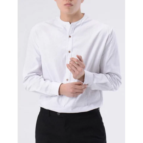 Pocket Design Button Up Shirt - White Fansmadedirect