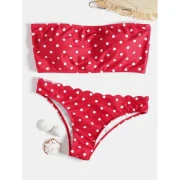 Polka Dot Bandeau calloped Bikini - Red Fansmadedirect