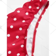 Polka Dot Bandeau calloped Bikini - Red Fansmadedirect