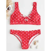 Polka Dot calloped Bikini - Red Fansmadedirect