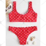 Polka Dot calloped Bikini - Red Fansmadedirect
