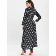 Polka Dot Tie Duster Coat - Black Fansmadedirect