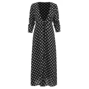 Polka Dot Tie Duster Coat - Black Fansmadedirect