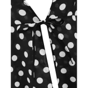 Polka Dot Tie Duster Coat - Black Fansmadedirect