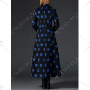 Polka Dot Wool kirted Maxi Coat - Black Fansmadedirect