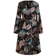 Print idi Wrap Dress - Black Fansmadedirect
