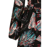 Print idi Wrap Dress - Black Fansmadedirect