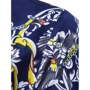 Printed Decoration Short Sleeves Shirt - Cadetblue Fansmadedirect