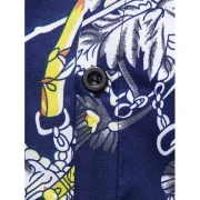 Printed Decoration Short Sleeves Shirt - Cadetblue Fansmadedirect