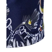 Printed Decoration Short Sleeves Shirt - Cadetblue Fansmadedirect