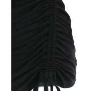 Printed leeve Drawstring Ruched T-shirt - Black Fansmadedirect