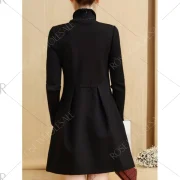 PU Panel Color Block Long Sleeve Dress - Black Fansmadedirect