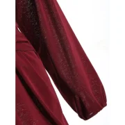 Puff Sleeve Short Dress - Red Wine Fansmadedirect