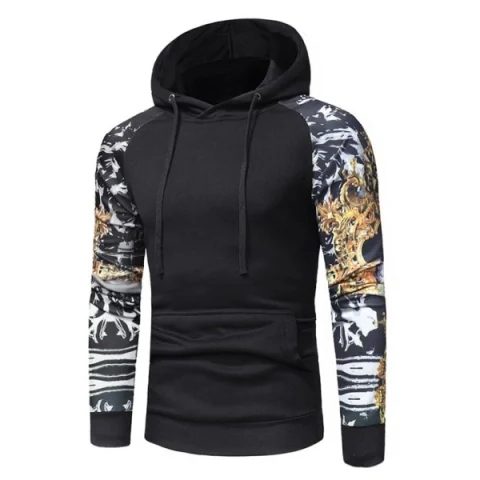Raglan Sleeve Slim Fit Pullover Hoodie - Black Fansmadedirect