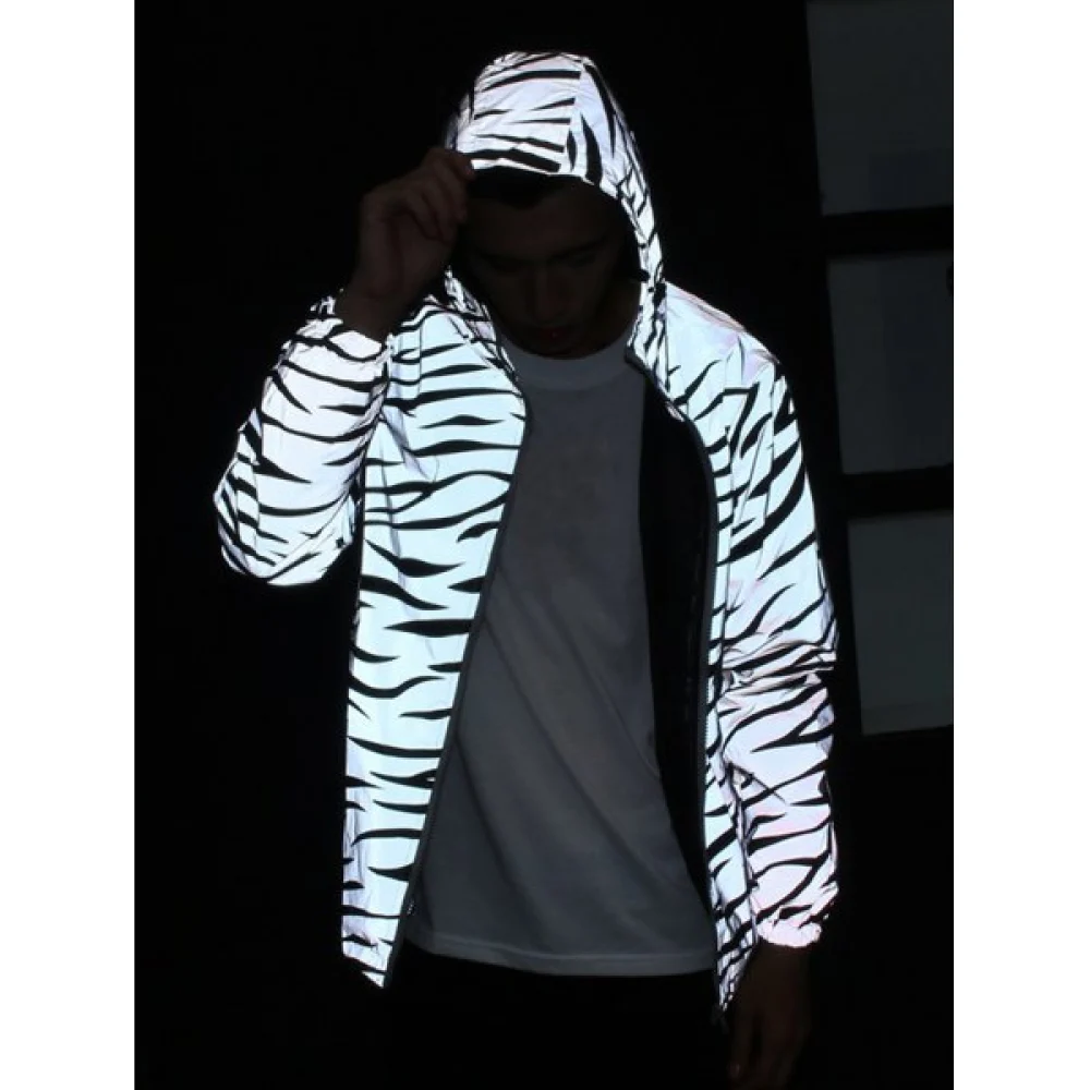 Reflective Zebra tripes tudent Couple Jacket Casual Double Jacket - Multi-a Fansmadedirect