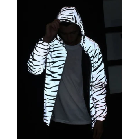 Reflective Zebra tripes tudent Couple Jacket Casual Double Jacket - Multi-a Fansmadedirect