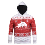 Reindeers Snowflake Heart Print Christmas Hoodie - Red Fansmadedirect
