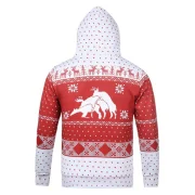 Reindeers Snowflake Heart Print Christmas Hoodie - Red Fansmadedirect