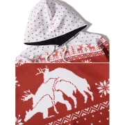 Reindeers Snowflake Heart Print Christmas Hoodie - Red Fansmadedirect