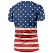 Retro American Flag Print Short Sleeves T-shirt - Fansmadedirect