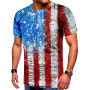 Retro tripes Flag Print hort leeves T-shirt - Fansmadedirect